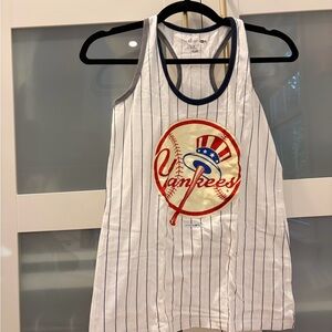 New York Yankees Tank Top with Navy Pinstripes